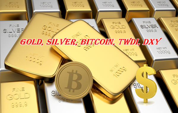 Gold Silver Bitcoin TWDI DXY